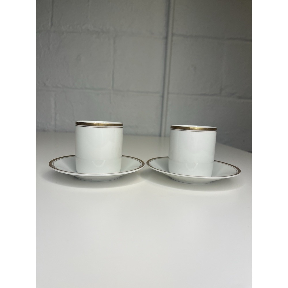 Williams Sonoma Brasserie Gold Trim Demitasse Espresso Cup‎ & Saucer Set 2 Japan - Picture 4 of 14
